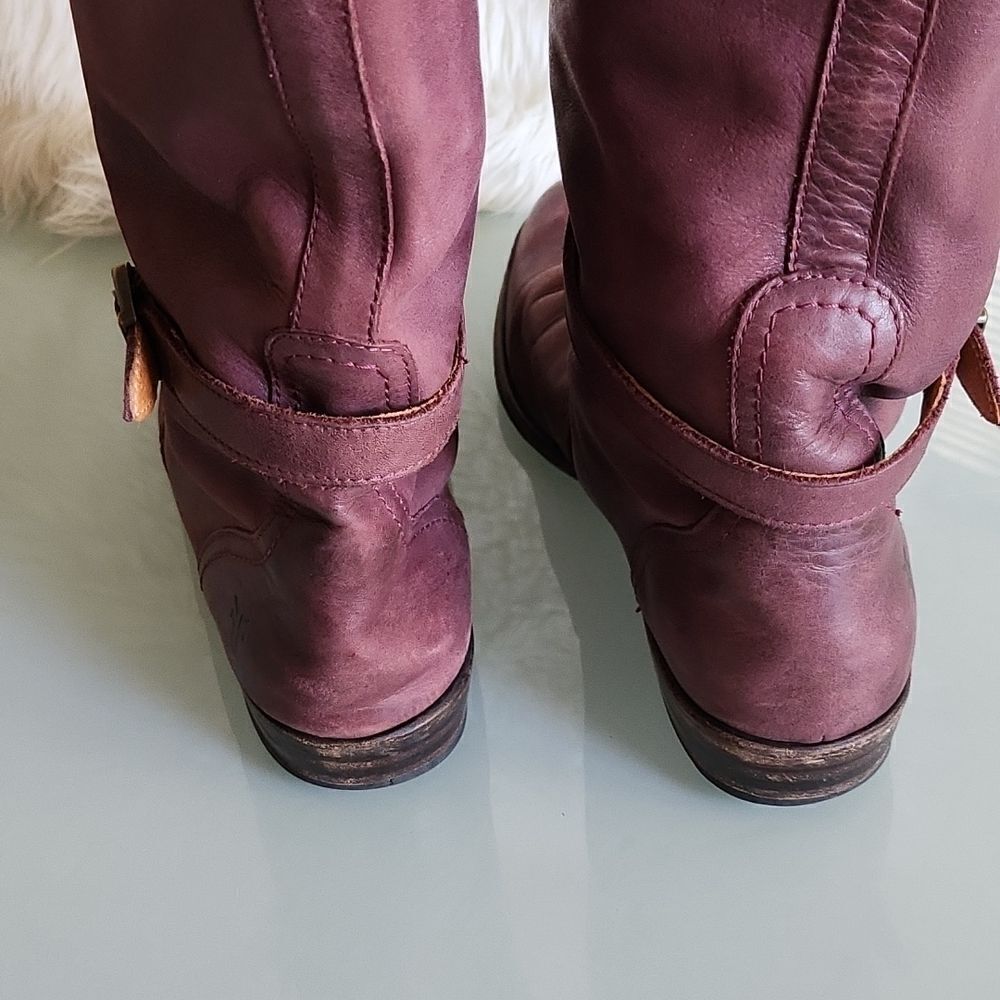 Frye Dorado Heritage Leather Equestrian Strappy Accent Riding Boots Size 7 - Picture 5 of 11